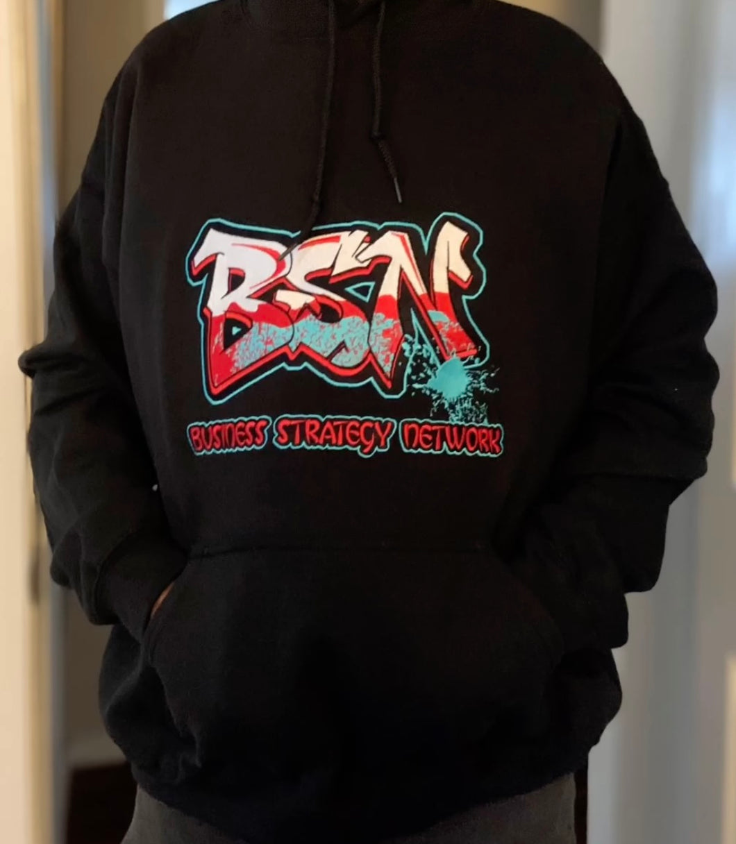 BSN Embroidered Logo Hoodie Turquoise & Red